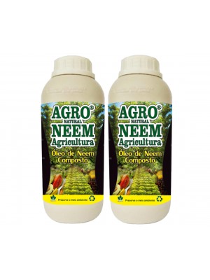 Kit Óleo de Neem Nim Agroneem Naturalneem Agrícola Composto 2 Litros